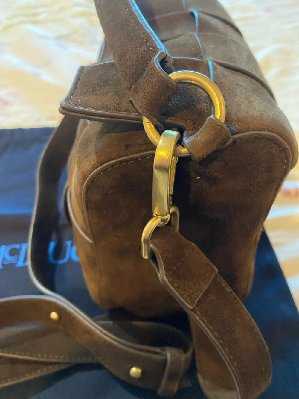 J. McLaughlin Chocolate Brown Woven Suede Messenger